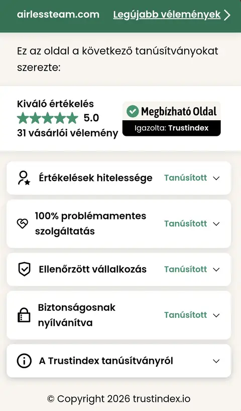 alt="Trustindex minőségi bizonyítvány Airless team ®️"