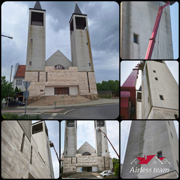 Homlokzattisztitás Szigetszentmiklós templom 